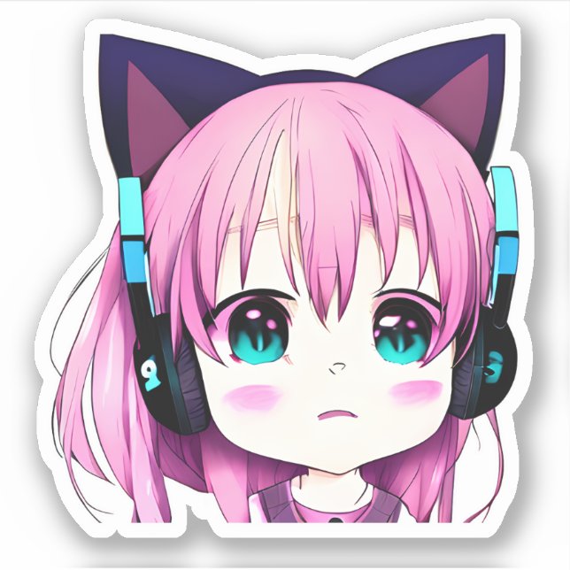 Kawaii Girl with Headphones on (Front)