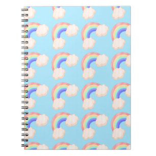 Kawaii Glossy Colorful Rainbows Blue Pattern Cute Notebook
