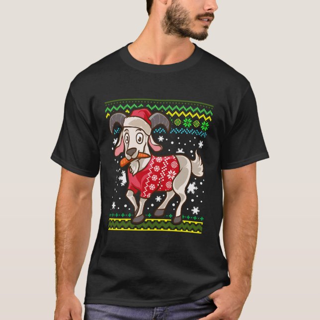 Kawaii Goat Wearing Ugly Christmas Sweater (Front)