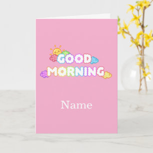 Kawaii Good Morning Sun & Rainbow Clouds Card