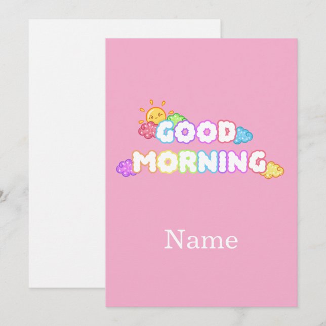 Kawaii Good Morning Sun & Rainbow Clouds Invitation (Front/Back)