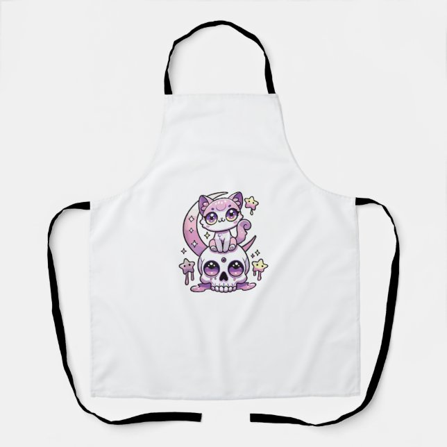Kawaii Gothic Cat Pastel Gothic Goth Cat _4 Apron (Front)