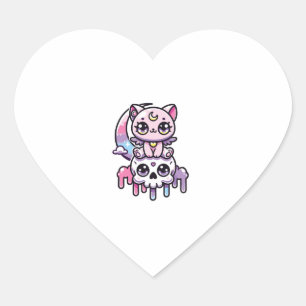 Kawaii Gothic Cat Pastel Gothic Goth Cat Heart Sticker