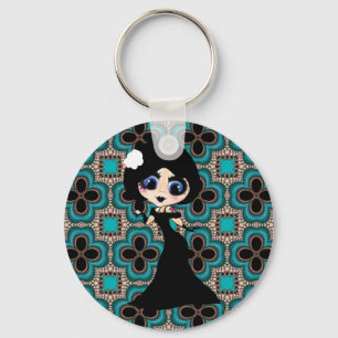 Kawaii Gothic Lolita ArtDeco girl Key Ring