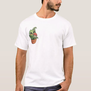 Kawaii Green Moss Creature Hugging Little Mushroom T-Shirt
