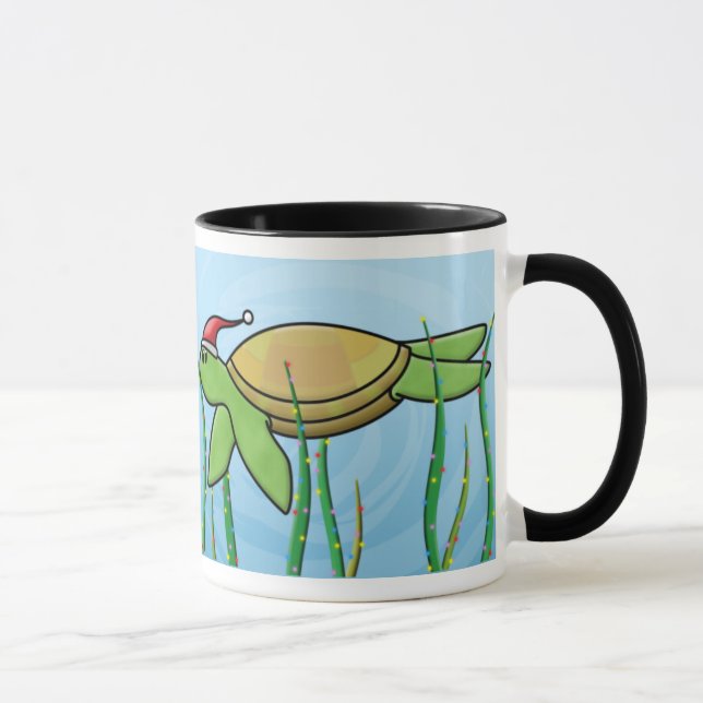 Kawaii Green Sea Turtle Christmas Mug (Right)