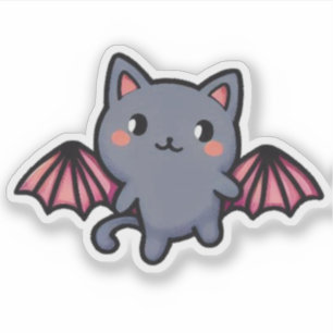 Kawaii Grey Bat Cat - Adorable Flying Kitten