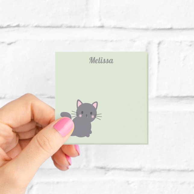 Kawaii Grey Cat Sage Sticky Notes (Creator Uploaded)