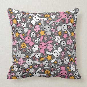 kawaii grey pattern cushion