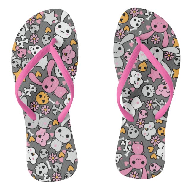 kawaii grey pattern jandals (Footbed)