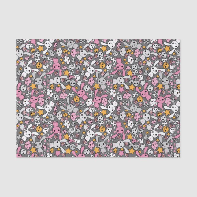 kawaii grey pattern tissue paper (Front)