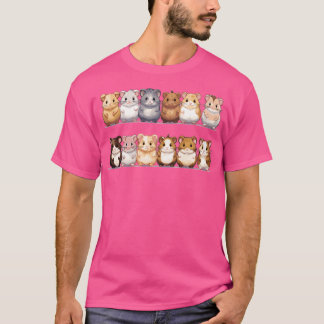 Kawaii Group Of Adorable Hamsters In Different Col T-Shirt