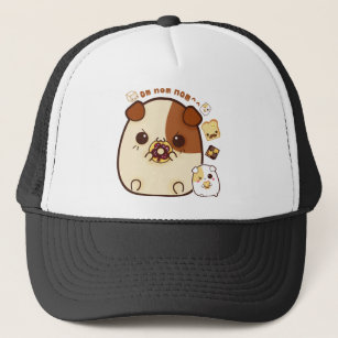 Kawaii guinea pigs with cute bread and biscuits trucker hat