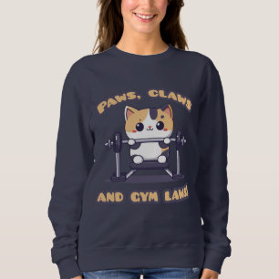 Kawaii Gym Cat Sweatshirt – Cute Workout Kitty
