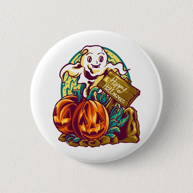 kawaii halloween 6 cm round badge (Front)
