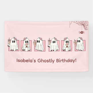 Kawaii Halloween Birthday Banner – Pink Ghosts