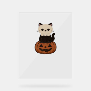 Kawaii Halloween Cat and pumpkin Classic T-Shirt Acrylic Sign