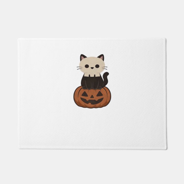 Kawaii Halloween Cat and pumpkin Classic T-Shirt Doormat (Front)