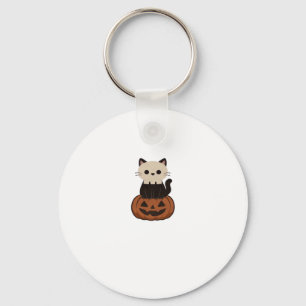 Kawaii Halloween Cat and pumpkin Classic T-Shirt Key Ring