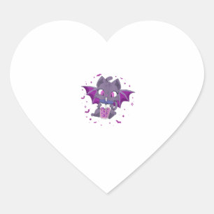 Kawaii Halloween Cat Boba Cute Anime Girls Teens H Heart Sticker