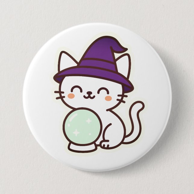 Kawaii Halloween Cat – Magical & Adorable Spooky 7.5 Cm Round Badge (Front)