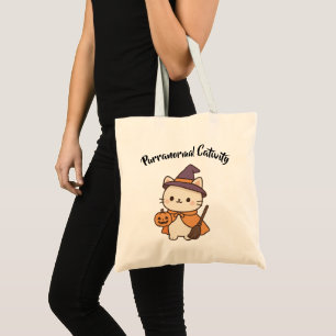 Kawaii Halloween Cat Tote Bag – “Purranormal Cativ