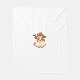 Kawaii Halloween Dog � Pumpkin Ghost Puppy Sticker Fleece Blanket