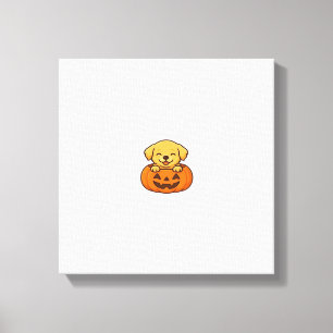 Kawaii Halloween Dog � Pumpkin Puppy Sticker Boxy Canvas Print