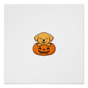 Kawaii Halloween Dog � Pumpkin Puppy Sticker Boxy Poster