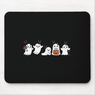 Kawaii Halloween Ghosts With Black Cats Spooky Mouse Pad