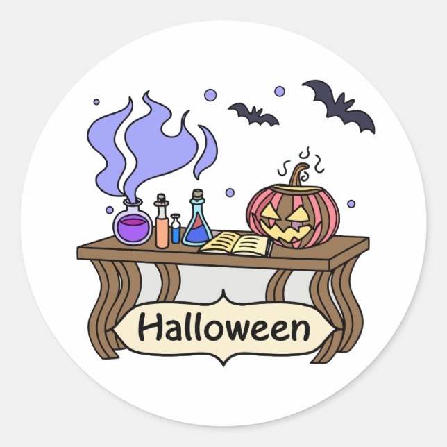 Kawaii Halloween magic potions - Witchcraft Classic Round Sticker (Front)