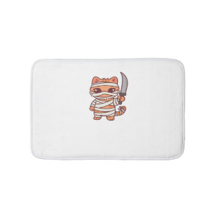 Kawaii Halloween Mummy Cat with Sword Classic T-Sh Bath Mat