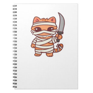 Kawaii Halloween Mummy Cat with Sword Classic T-Sh Notebook
