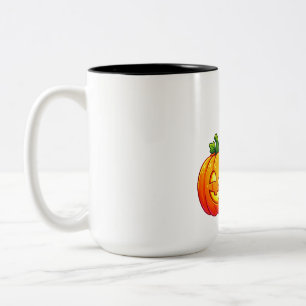 Kawaii Halloween Mummy Hugging Pumpkin Two-Tone Coffee Mug