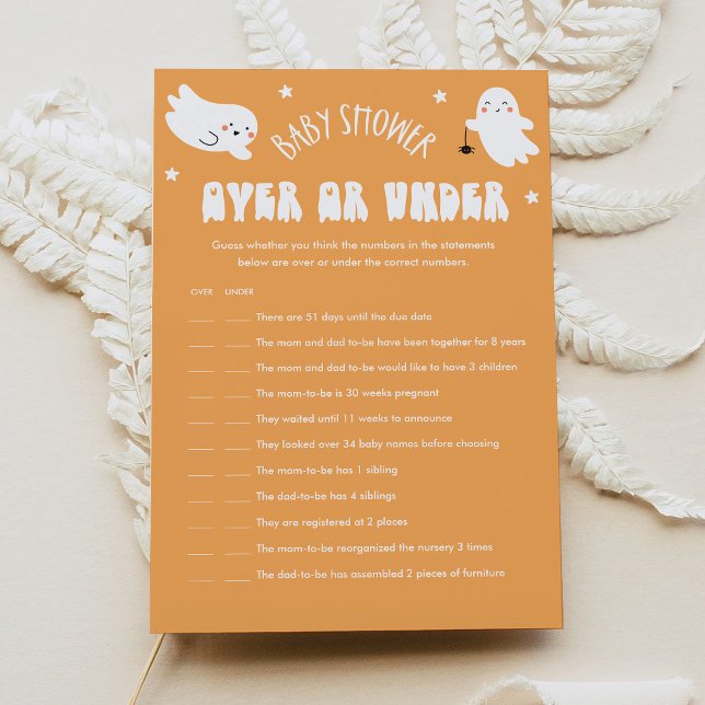 Kawaii Halloween Over Or Under Baby Shower Game Invitation (Creator Uploaded)