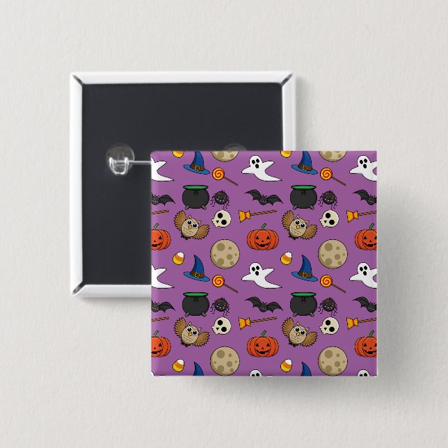 Kawaii Halloween Pack 15 Cm Square Badge (Front & Back)