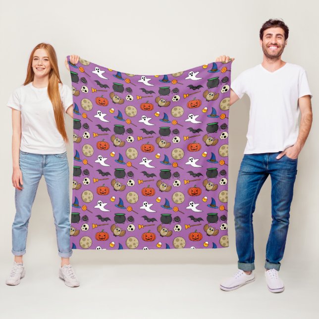 Kawaii Halloween Pack Fleece Blanket (In Situ)