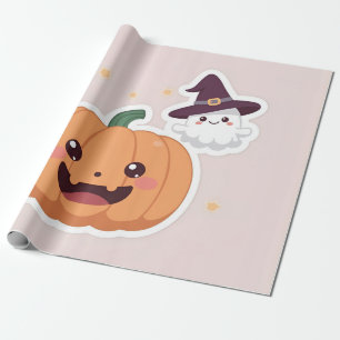 Kawaii Halloween Pumpkin Wrapping Paper