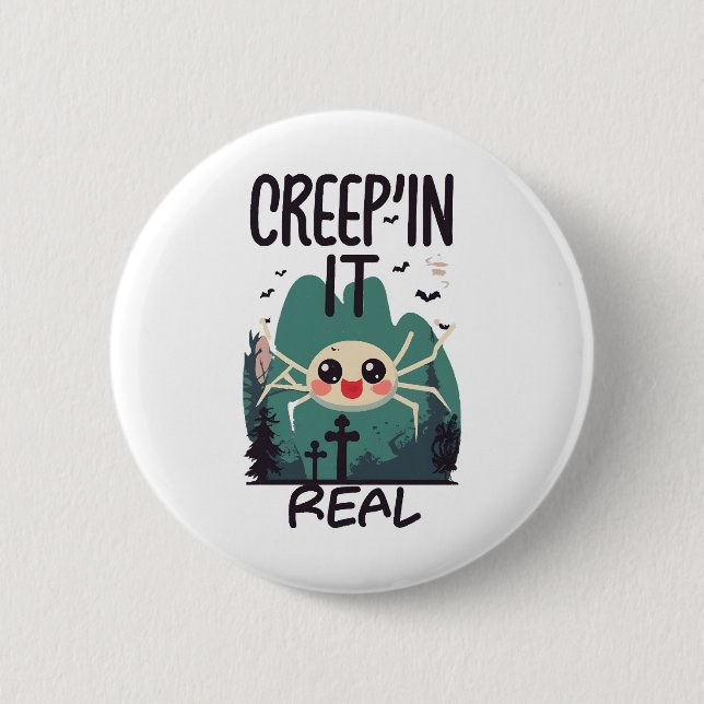 Kawaii Halloween Spider Pun 6 Cm Round Badge (Front)