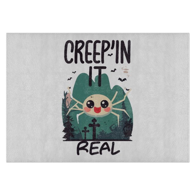 Kawaii Halloween Spider Pun Cutting Board (Front)