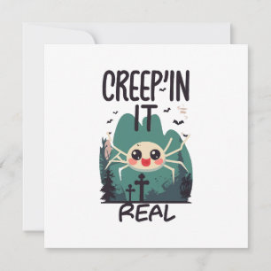 Kawaii Halloween Spider Pun Invitation