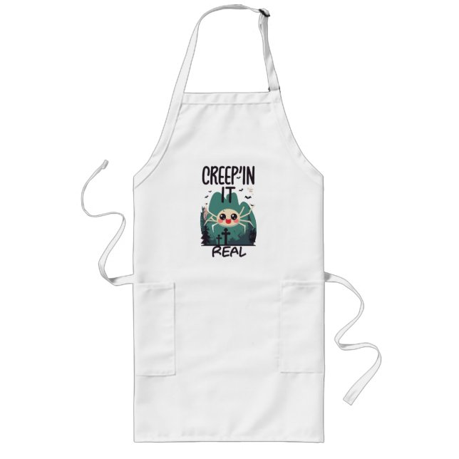 Kawaii Halloween Spider Pun Long Apron (Front)