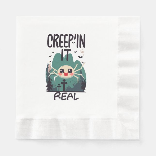 Kawaii Halloween Spider Pun Napkin (Front)