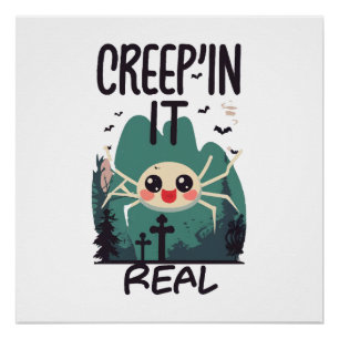 Kawaii Halloween Spider Pun Poster