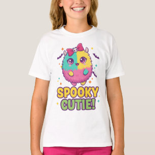 Kawaii Halloween Tee with Bats & Skull Bow