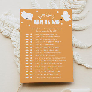 Kawaii Halloween Who Said It Mum or Dad Baby Game Invitation