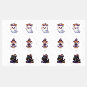 Kawaii Halloween Witch Cat & Ghost Sticker Collect