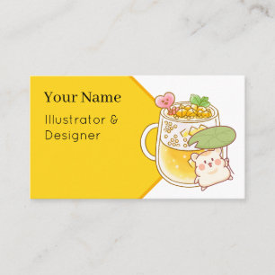 Kawaii Hamster Bubble Tea - Summer Drink & Lily Pa Business Card
