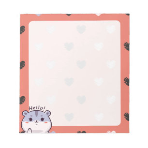 Kawaii Hamster & Hearts Notepad