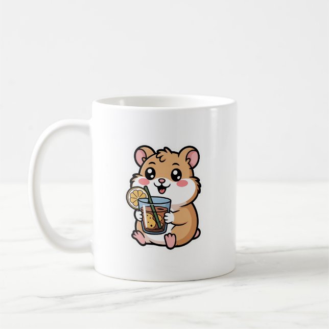 Kawaii Hamster Iced Tea 🐹🍋 – Cute Refreshing  Coffee Mug (Left)